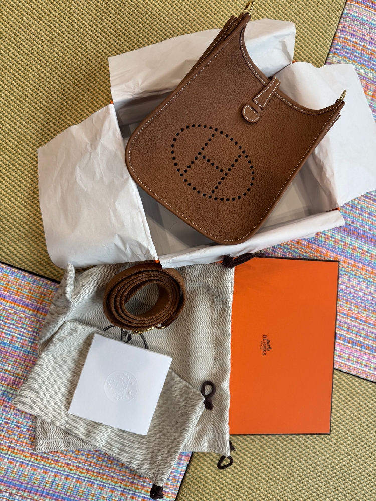 (•ө•) 即日発送　新品未使用　ミニエブリン　ゴールド×ゴールド金具 エルメス ミニエヴリン ゴールド Gold金具 (HERMES/ショルダーバッグ